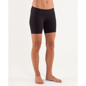 Lululemon Women's Black‎ Running Bike Shorts Reflective Trim Pockets